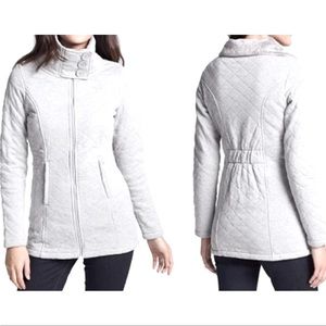 The North Face Jacket Caroluna XSmall White Quilted Fleece Button Neck Pockets